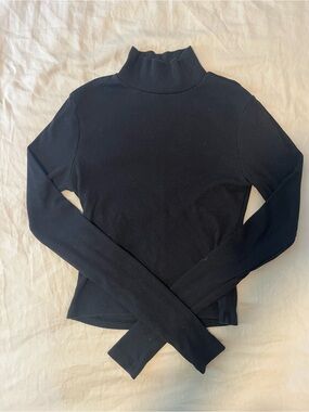 American Eagle Outfitters Black Ribbed Mock Neck Long Sleeve